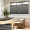 Boolegon No Tools No Drill Cellular Shades Top Down Bottom Up Linen Texture Blackout Blinds for Indoor Windows Cordless Honeycomb Blinds for Home,Office, Light Filtering Gray, 51" W x 78" H view 1