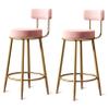 Junpllvic Counter Height Bar Stools Bar Stools, Tall Bar Chairs with Backrest and Foot Bar, Minimalist Style Velvet Bar Chairs for Kitchen Cafe Dinner Pub - 2Pcs view 1