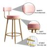 Junpllvic Counter Height Bar Stools Bar Stools, Tall Bar Chairs with Backrest and Foot Bar, Minimalist Style Velvet Bar Chairs for Kitchen Cafe Dinner Pub - 2Pcs view 4