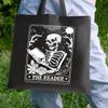 AUSVKAI Canvas Tote Bag Aesthetic for Women, Cute Book&skull Reusable Cloth Cotton Bags for College Shopping Beach Grocery Trendy Gifts view 3