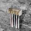 5 Slots Wall Mount Toothbrush Holder with Cover, Self Adhesive Toothbrush Storage Organizer for Shower, Toothbrush Hanger for Bathroom, Medicine Cabinet, Dorm(White + Grey) view 3