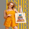 AUSVKAI Canvas Tote Bag Aesthetic for Women, Cute Books Reusable Cotton Bags for College Shopping Beach Grocery Trendy Gifts view 2