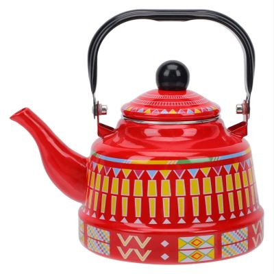 Stainless Steel Whistling Tea Kettle Camping Tea Kettle Porcelain Enameled Teapot Chinese Style Heating Water Kettle With Handle Large Capacity Water Boiling Kettle For Stovetop Induction Cooker 1.1L/