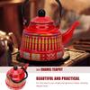 Stainless Steel Whistling Tea Kettle Camping Tea Kettle Porcelain Enameled Teapot Chinese Style Heating Water Kettle With Handle Large Capacity Water Boiling Kettle For Stovetop Induction Cooker 1.1L/ view 3