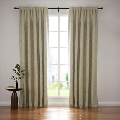 HOMERILLA Blackout Curtains for Bedroom, Linen Black Out Curtains 96 Inches Long Lille Pinch Pleated Back Tab Room Darkening Curtains for Nursery/Living Room 1 Panel, Light Khaki, W72'' x L96''