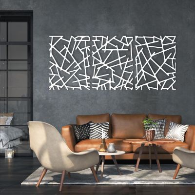 Abstract Lines Metal Wall Art, Metal Line Art Wall Decor, Metal Line Wall Art, Metal Geometric Decor, Abstract Metal Wall Art, Home Living Room Wall Decor, Metal Wall Art, Home Gift (35x79 inch / 90x201 cm, White)