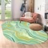 Marble Texture Modern Abstract Sage Green Gold Oval Area Rug 5x7 Faux Wool Boho Chic Rug for Livingroom Bedroom Diningroom Farmhouse Office Kitchen Floor Carpet Mat view 1
