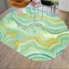 Marble Texture Modern Abstract Sage Green Gold Oval Area Rug 5x7 Faux Wool Boho Chic Rug for Livingroom Bedroom Diningroom Farmhouse Office Kitchen Floor Carpet Mat view 3