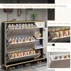 BRANII Modern Ultra Thin Shoe Storage, Entrance Shoe Rack Narrow, with Accessory Drawer Shoe Cabinet,with 3 Adjustable Partition, for Hallway Doorway Balcony Living Room(White,80X24X118cm) view 4