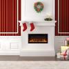 COSTWAY Electric Fireplace 42-Inch Wide, 9 Flame Color, 5-Level Brightness, 8H Timer, Thermostat, Wall-Mounted Freestanding and Recessed Linear Fireplace Heater with Crystal Decor and Log, 750W/1500W view 2