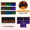 COSTWAY Electric Fireplace 42-Inch Wide, 9 Flame Color, 5-Level Brightness, 8H Timer, Thermostat, Wall-Mounted Freestanding and Recessed Linear Fireplace Heater with Crystal Decor and Log, 750W/1500W view 3