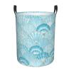 Watercolor Seashells Texture Laundry Hamper with Durable Handle Waterproof Foldable Laundry Basket Circular Dirty Clothes Storage Basket for Bathroom Bedroom Dorm Nursery view 1