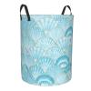 Watercolor Seashells Texture Laundry Hamper with Durable Handle Waterproof Foldable Laundry Basket Circular Dirty Clothes Storage Basket for Bathroom Bedroom Dorm Nursery view 2