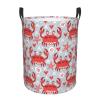 Cute Crabs Funny Sea Animal Laundry Hamper with Durable Handle Waterproof Foldable Laundry Basket Circular Storage Basket Dirty Clothes Organizer Bag for Nursery Bedroom Bathroom College view 1