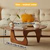 Solid Wooden Coffee Table, Modern Small Rattan Coffee Table,Round Coffee Table,Solid Wood Coffee Table, Log Style Coffee Table,Mid Century Moder,Triangular Table Legs, Strong Stability. view 2