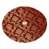 Yssammns Christmas Tree Skirt, Gold Royal Damask Floral Maroon Burgundy Red Xmas Plush Tree Skirt Xmas Tree Ornaments for Xmas Holiday Party Decorations 36" view 1