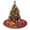 Yssammns Christmas Tree Skirt, Gold Royal Damask Floral Maroon Burgundy Red Xmas Plush Tree Skirt Xmas Tree Ornaments for Xmas Holiday Party Decorations 36" view 4