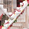 Polar Bear Christmas Staircase Decorations Set Banister Christmas Decorations with 4PCS Skiing Polar Bears & Artificial Snow & LED Lamp Belt, for Home Interior Stairs Decor view 1