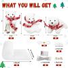 Polar Bear Christmas Staircase Decorations Set Banister Christmas Decorations with 4PCS Skiing Polar Bears & Artificial Snow & LED Lamp Belt, for Home Interior Stairs Decor view 2