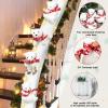 Polar Bear Christmas Staircase Decorations Set Banister Christmas Decorations with 4PCS Skiing Polar Bears & Artificial Snow & LED Lamp Belt, for Home Interior Stairs Decor view 3