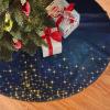 Yssammns Christmas Tree Skirt, Gold Midnight Blue Sparkle Xmas Plush Tree Skirt Xmas Tree Ornaments for Xmas Holiday Party Decorations 36" view 2