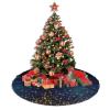 Yssammns Christmas Tree Skirt, Gold Midnight Blue Sparkle Xmas Plush Tree Skirt Xmas Tree Ornaments for Xmas Holiday Party Decorations 36" view 4