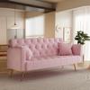 Anwickhomk 72" Velvet Futon Sofa Bed,Convertible Folding Sleeper Couch Bed,Modern Tufted Recliner Loveseat with Golden Chrome Legs for Small Living Spaces,Bedroom Dorms Office (Light Pink) view 3