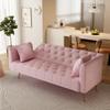 Anwickhomk 72" Velvet Futon Sofa Bed,Convertible Folding Sleeper Couch Bed,Modern Tufted Recliner Loveseat with Golden Chrome Legs for Small Living Spaces,Bedroom Dorms Office (Light Pink) view 4