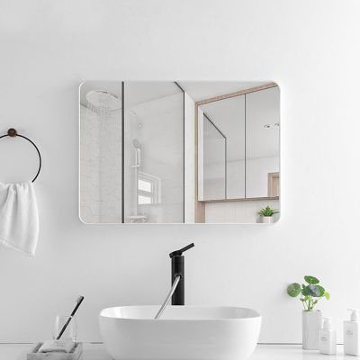 ACHZYFT Rectangle Bathroom Mirror,Large Wall Mounted Mirror,Black/White/Gold,Vanity Wall Mirror with Brushed Metal Frame,Vertical&Horizontal Hanging,5-Sizes,Optional(Size:3040cm,Color:White)