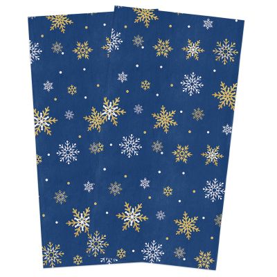 SODIKA Towels Dish Towels Super Absorbent Linen Kitchen Towels, Soft Reusable Cleaning Bar and Tea Towels Set Merry Christmas Snowflake Xmas Winter Holiday 2 Pack 18" x 28"
