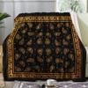 zcwl Black and Gold Bandana Blanket King Size, Fleece Throw Blanket for Couch Bed Sofa, Paisley Blankets and Throws, Super Soft Cozy Fuzzy Plush Flannel Blanket, 108x90, Bandana Bedroom Set & Decor view 1