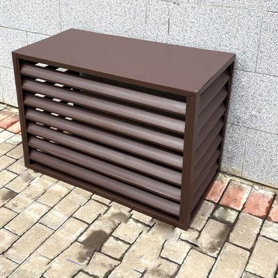 Aluminum air conditioner and heat pump cover, protect mini split outdoor air conditioner condenser, mesh air conditioner cover, radiator cover, suitable for outdoor use ( Color : Brown , Size : FOUR S