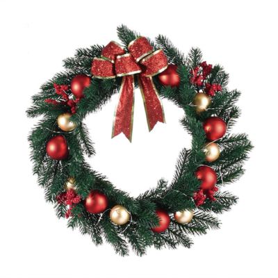 Christmas Wreath Realistic Feel, Garland Decorations wirh Artificial Pine Cones Berry Ornament, Christmas Decor for Farmhouse Window Wall Party Fireplaces Porch Home Decor
