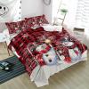 3 Piece Bedding Set,Christmas Snowman Snowflakes Branches Breathable Duvet Cover Super Soft Pillow Shams,Red Black Buffalo Plaid Washable Bed Sets All Seasons for Bedroom Dorm California King view 1