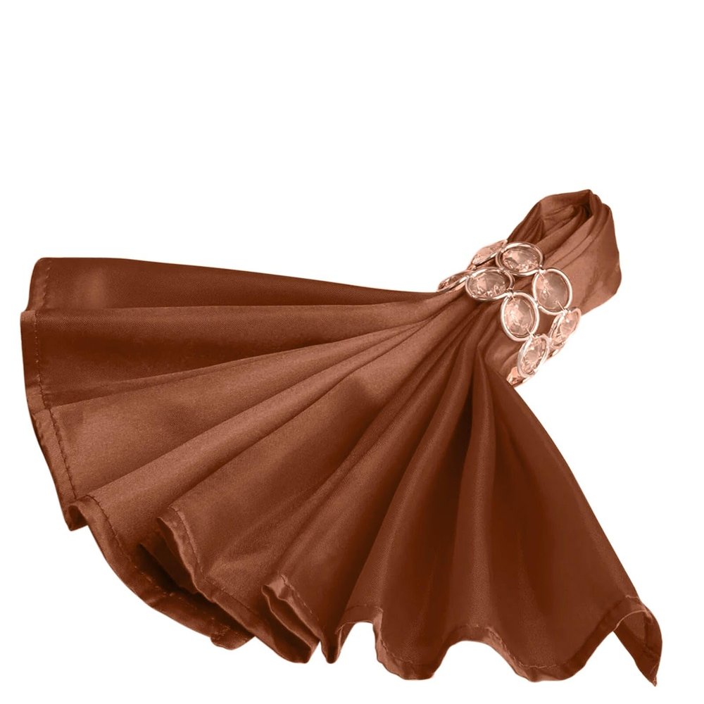 50 pcs 20-Inch Cinnamon Brown Satin Dinner Napkins - for Wedding Party Reception Events Restaurant Kitchen Home