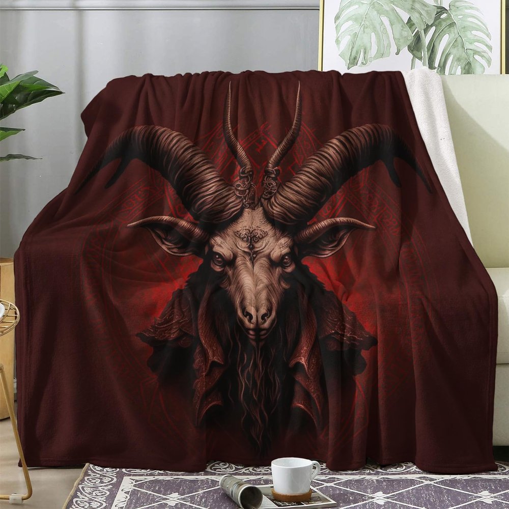 zcwl Baphomet Blanket Twin Size, Fleece Throw Blanket for Couch Bed Sofa, Satanic Gothic Patterned Blankets and Throws, Super Soft Cozy Fuzzy Plush Flannel Blanket, 60x80, Decor & Gift