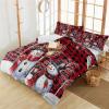 3 Piece Bedding Set,Christmas Snowman Snowflakes Branches Breathable Duvet Cover Super Soft Pillow Shams,Red Black Buffalo Plaid Washable Bed Sets All Seasons for Bedroom Dorm Hotel RV Full view 4