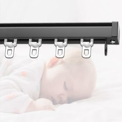 LIGUOYI Ceiling Mount Curtain Tracks Heavy Duty Curtain Track 4.6ft - 19.7ft Metal Curtain Rails, with Curtain Pulleys and Hooks, Easy to Install Wall Track for Living Bedroom