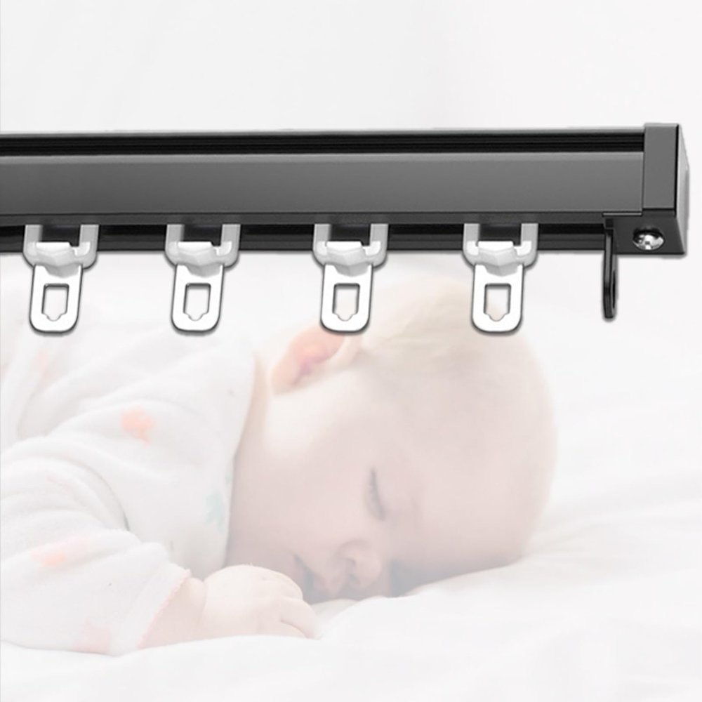LIGUOYI Ceiling Mount Curtain Tracks Heavy Duty Curtain Track 4.6ft - 19.7ft Metal Curtain Rails, with Curtain Pulleys and Hooks, Easy to Install Wall Track for Living Bedroom