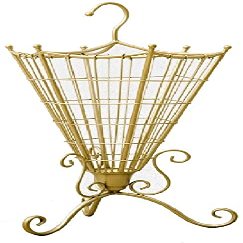 Scpantkend Umbrella Storage Rack Umbrella Stands Rack Gold Home Office Umbrella Stand with Hooks and Chassis, Practical Strudy Metal Holder Stand for Long and Short Umbrella, 70cm High