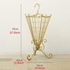 Scpantkend Umbrella Storage Rack Umbrella Stands Rack Gold Home Office Umbrella Stand with Hooks and Chassis, Practical Strudy Metal Holder Stand for Long and Short Umbrella, 70cm High view 2