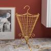 Scpantkend Umbrella Storage Rack Umbrella Stands Rack Gold Home Office Umbrella Stand with Hooks and Chassis, Practical Strudy Metal Holder Stand for Long and Short Umbrella, 70cm High view 3