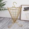 Scpantkend Umbrella Storage Rack Umbrella Stands Rack Gold Home Office Umbrella Stand with Hooks and Chassis, Practical Strudy Metal Holder Stand for Long and Short Umbrella, 70cm High view 4