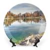 Autumn Lake Decorative Hanging Plate Home Decor Accent Souvenir Wall Art Kitchen Dinner Plate Ceramic Household Plates with Display Stand Wedding Collection Plate Dish Christmas Decoration 6" view 1