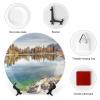 Autumn Lake Decorative Hanging Plate Home Decor Accent Souvenir Wall Art Kitchen Dinner Plate Ceramic Household Plates with Display Stand Wedding Collection Plate Dish Christmas Decoration 6" view 3