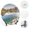 Autumn Lake Decorative Hanging Plate Home Decor Accent Souvenir Wall Art Kitchen Dinner Plate Ceramic Household Plates with Display Stand Wedding Collection Plate Dish Christmas Decoration 6" view 4