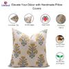 Fabritual Handcraft Block Print 20X20 Throw Thick Linen Invisiable Zipper Pillowcase Cushion Cover Fall Decoration, for Sofa, Couch, Home Dcor, Balcony, Farmhouse, Swedesh, Mustard view 4