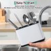 LIBODOUR Utensil Holder,Stainless Steel Caddy Counter,Spoon holder,4 Compartments Silverware Caddy,Capacity Flatware Spoon Fork Tool Cutlery HolderWhite view 4