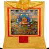 Buddha Zen Wall Hanging,Meditation Tapestry,buddha tangka,scroll mural,Shakyamuni Tibetan Thangka Tapestry Embroidery Painting Handmade Buddhist Thangka Brocade(Color:Gold,Size:M)(Color:Blu,Size:S)(Co view 1