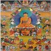 Buddha Zen Wall Hanging,Meditation Tapestry,buddha tangka,scroll mural,Shakyamuni Tibetan Thangka Tapestry Embroidery Painting Handmade Buddhist Thangka Brocade(Color:Gold,Size:M)(Color:Blu,Size:S)(Co view 3